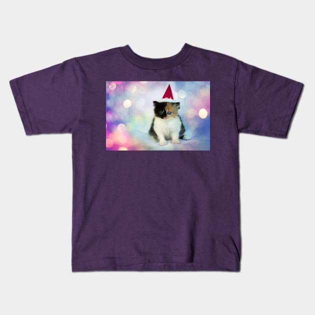 Christmas Kitten Kids T-Shirt by micklyn